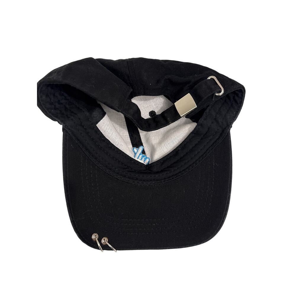 K-pop Korean finger heart hat pierced bill AT&T Black Blue OSFA adjustable - Picture 4 of 4